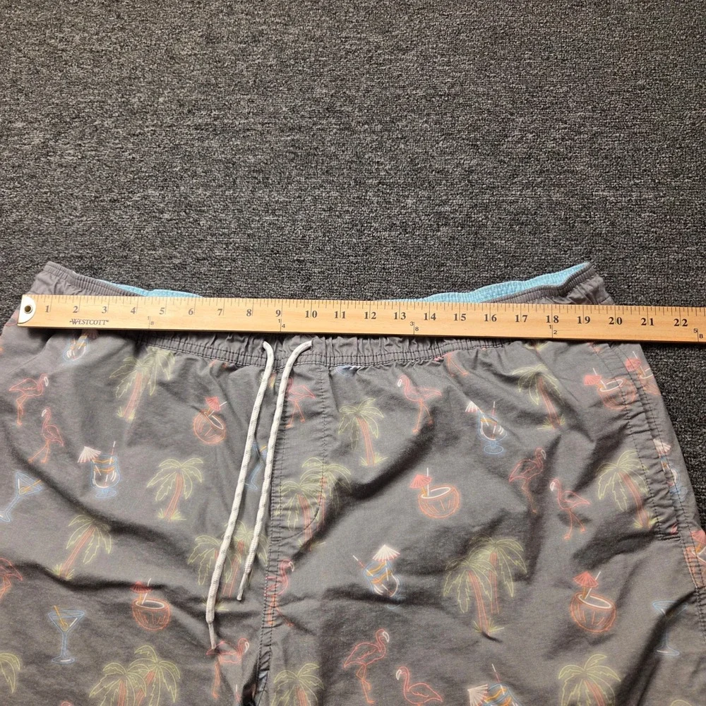 GoodFellow & Co Swim Trunks Mens XL Grey Flamingo Tropical Neon Print Beach Pool